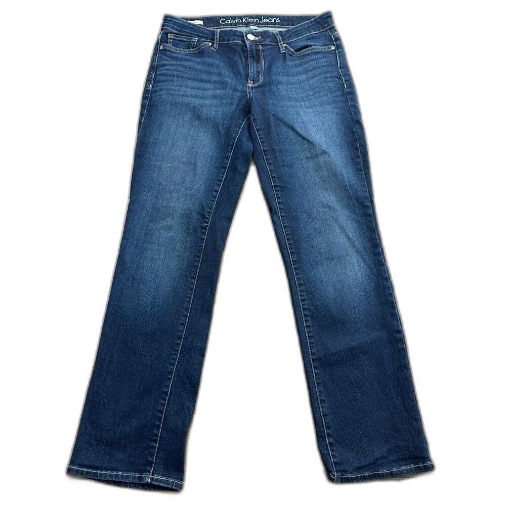 Calvin Klein Jeans Womens 29x30 Straight Dark Wash Stretch Denim Jeans